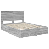 Bed Frame with Drawer Grey Sonoma 140 x 200 cm Engineered Wood 3411301