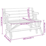 Picnic Table with Benches Solid Wood Fir 2-in-1 Convertible 4008992