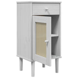 ZNTS Bedside Cabinet SENJA Rattan Look White 40x35x80 cm Solid Wood Pine 358017