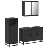 ZNTS 3 Piece Bathroom Furniture Set Black Engineered Wood 3300950