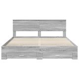 Bed Frame with Drawer Grey Sonoma 200 x 200 cm Engineered Wood 3408227