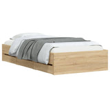 Bed Frame with Drawers without Mattress Sonoma Oak 100x200 cm 3207289