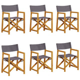 6 Piece Folding Garden Chairs Dark Grey Fabric 3208920