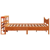 Bed Frame with Headboard Wax Brown 150x200 cm King Size Solid Wood Pine 3306302