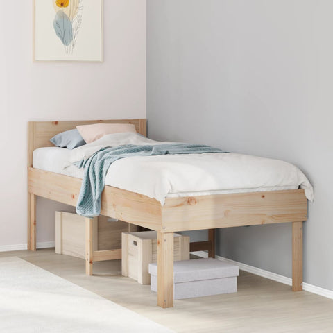 ZNTS Bed Frame without Mattress 80x200 cm Solid Wood Pine 855747