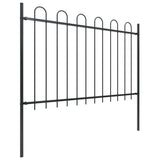 ZNTS Garden Fence with Hoop Top Steel 6.8x1.2 m Black 277668