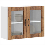 Kitchen Wall Cabinet with Glass Door Lucca Old Wood Engineered Wood 853855