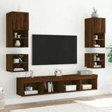 Bedside Cabinets with LED Lights Wall-mounted 2 pcs Brown Oak 837126