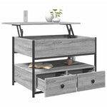ZNTS Coffee Table Grey Sonoma 70x50x50 cm Engineered Wood and Metal 845384