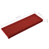 Carpet Stair Tread Set of 15 Red 100% Polypropylene Standard 134572