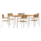 Outdoor Dining Set 7 pcs Solid Acacia Wood and Stainless Steel 3334794