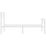 Metal Bed Frame without Mattress with Footboard White 100x190cm 372338