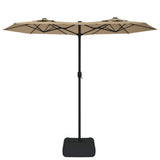 Double-Head Garden Parasol with LEDs Taupe 316x145 cm 362972