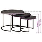 Nesting Coffee Tables 3 pcs Black Solid Mango Wood and Steel 4104634