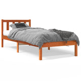 Bed Frame without Mattress Wax Brown 75x190 cm Small Single Solid Wood Pine 844801