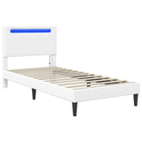 Bed Frame with LED Strip Lights White 90 x 190 cm Faux Leather 42028038