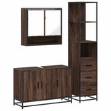 ZNTS 3 Piece Bathroom Furniture Set Brown Oak Engineered Wood 3301164