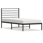 ZNTS Metal Bed Frame without Mattress with Headboard Black 80x200cm 352310