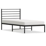 ZNTS Metal Bed Frame without Mattress with Headboard Black 80x200cm 352310