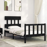 Bed Frame without Mattress Black Small Single Solid Wood Pine 3193300