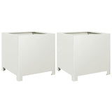 ZNTS Garden Planters 2 pcs White 40x40x40 cm Steel 851202