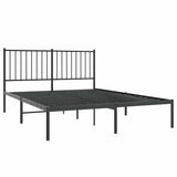 Metal Bed Frame without Mattress with Headboard Black 135x190cm 350863