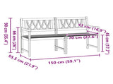 Outdoor Bench Natural 150 x 55.5 x 90 cm Solid Acacia Wood 42028083
