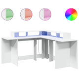 Desk with LED Lights White 152x152x91 cm Engineered Wood 3309456