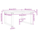 Coffee Table O-Frame 80x80x45.5 cm Solid Wood Pine and Steel 3282729