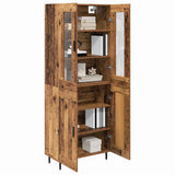 Highboard 2 pcs Old Wood Engineered Wood and Glass 3415789