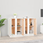 ZNTS Sideboard White 120x35x80 cm Solid Wood Pine 814495