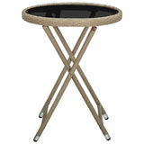 Tea Table Beige 60 cm Poly Rattan and Tempered Glass 310559