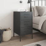 ZNTS Bedside Cabinet Black 36x39x68 cm Steel 843078