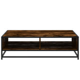 ZNTS Coffee Table Smoked Oak 100x100x30 cm Engineered Wood and Metal 848776