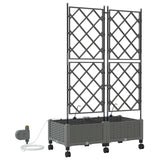 Garden Planter with Irrigation&Wheels 2 pcs Light Grey PP 3423002