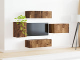 TV Wall Cabinet Set Wall-mounted 4 pcs Old Wood Engineered Wood 3408941