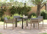 Garden Dining Set 5 pcs Beige Poly Rattan 3380765