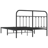 Metal Bed Frame without Mattress with Headboard Black 150x200cm 352580