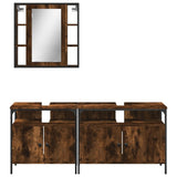 3 Piece Bathroom Cabinet Set Smoked Oak Engineered Wood 3214727