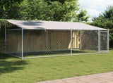Dog Cage with Roof and Door Grey 4x2x2 m Galvanised Steel 3209568