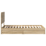 Storage Bed with Drawer Sonoma Oak 100 x 200 cm Engineered Wood 3412716