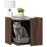 Cat Litter Box Enclosure Brown Oak 53x53x51 cm Engineered Wood 857757
