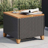 Garden Table Black 45x45x37 cm Poly Rattan Acacia Wood 366325