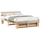 Bed Frame with Headboard Brown 160 x 200 cm Solid Pine Wood 872476