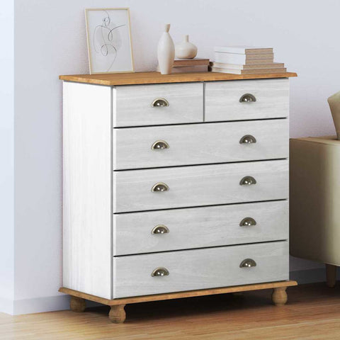 Chest of Drawer ASKIM White 91 x 40 x 95.5 cm Solid Pine wood 4105420