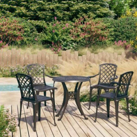 ZNTS 5 Piece Bistro Set Cast Aluminium Black 3070608