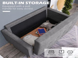 Modern 2 Seater Sofa with Hidden Storage, 117cm Tufted Cotton Couch with Wood Legs, Compact Loveseat T3398P343492