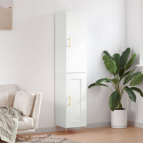 Highboard White 34.5x34x180 cm Engineered Wood 3199097