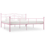 284542 Bed Frame without Mattress Pink Metal 180x200 cm Super King