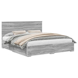 Bed Frame with Drawer Grey Sonoma 200 x 200 cm Engineered Wood 3409613